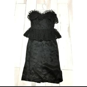 80s Vintage Jolie Madame Cocktail Party Dress Black Size XS